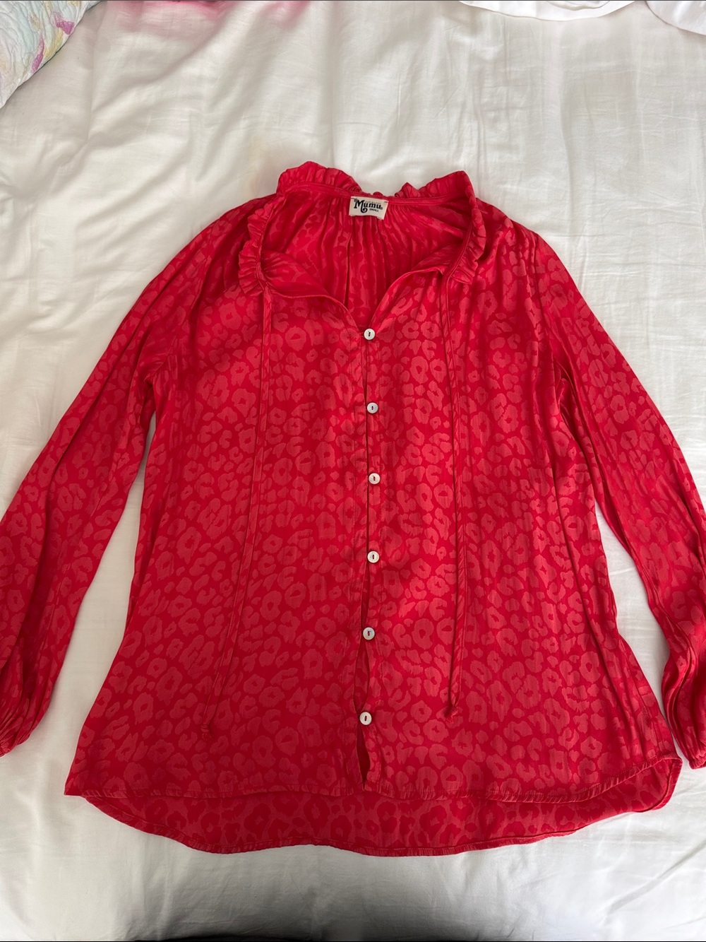 Show Me Your MuMu Red Leopard Print Button-Up Blouse